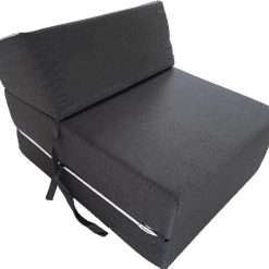 ORTHOLOGICS Foldable Z Bed Chair, Sleepover Guest Sofa Futon, Fold Out Single Mattress, Removable Washable Cover, Grey OL28