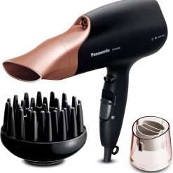 Panasonic EH-NA65CN895 Nanoe Hair Dryer with Diffuser, Quick Dry & Styling Nozzle - Visibly Improved Shine (Rose Gold), Gifts for women