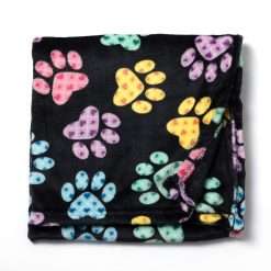 Pet Dog Cat Blanket Ultra Soft Cozy Fleece Paw Print Design Machine Washable Durable for Crates Beds Sofas Travel (Argyle Paws, Large)