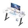Play haha.Gaming Desk 120 x 60cm Large Computer Table PC Gaming Desk for Home Office, Metal Frame Gaming Table with Cable Tray and Headphone Hook(White)