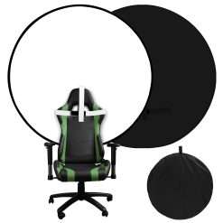 Portable Black White Screen Chair, 57 in Screen Backdrop with Stand 2-in-1Double Sided Foldable Blackwhite Background, for Video Chats and Meetings, Photography, Photo Zoom,...