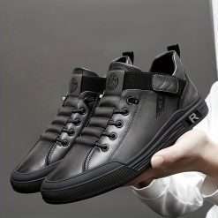 Men'S Solid Color Business Style Walking Shoes, Comfy Non Slip Microfiber Upper Rubber Sole Shoes, Men'S Office Footwear