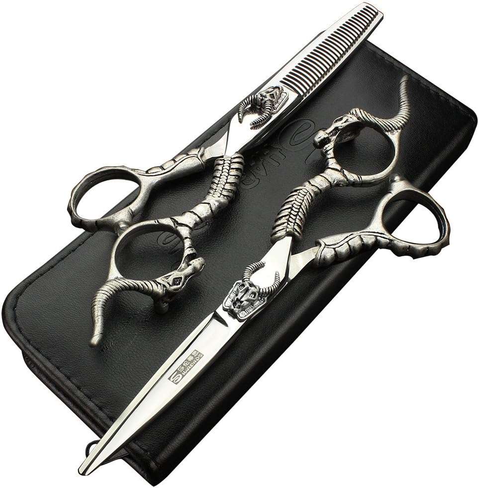 Professional Hairdressing Cut 5.5 inch high Hardness 440c Hair Styling Hair Cutting and Dilution Pruning Tools (Full Set)