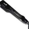 Professional Steam Straightener Brush, Electric Titanium Ceramic Flat Iron with Anti-Static Technology and Digital Controls for All Hair Types (Black)