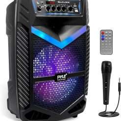 Pyle, Portable PA Speaker, Bluetooth- Loudspeakers, 600W Rechargeable w/ 10” Subwoofer 1” Tweeter, Pa System w/Wireless Microphone, Dj Speakers, w/Recording Function/Mic...