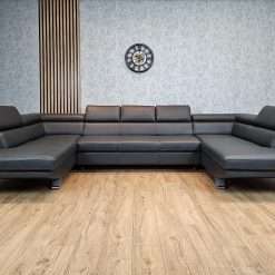 Quattro Meble Varsovia U-Shape Corner Sofa in Luxury Italian Leather 210 x 370 x 210 cm with Sleep Function, Bed Box and Headrests, Many Colours