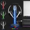 RGB Headphone Stand Headset Holder Hanger with 2 USB 2.0 Extension Charging Port, Type C input & output Extender Cord RGB Color Light Pole for Gamer Desktop Table PC Gaming...