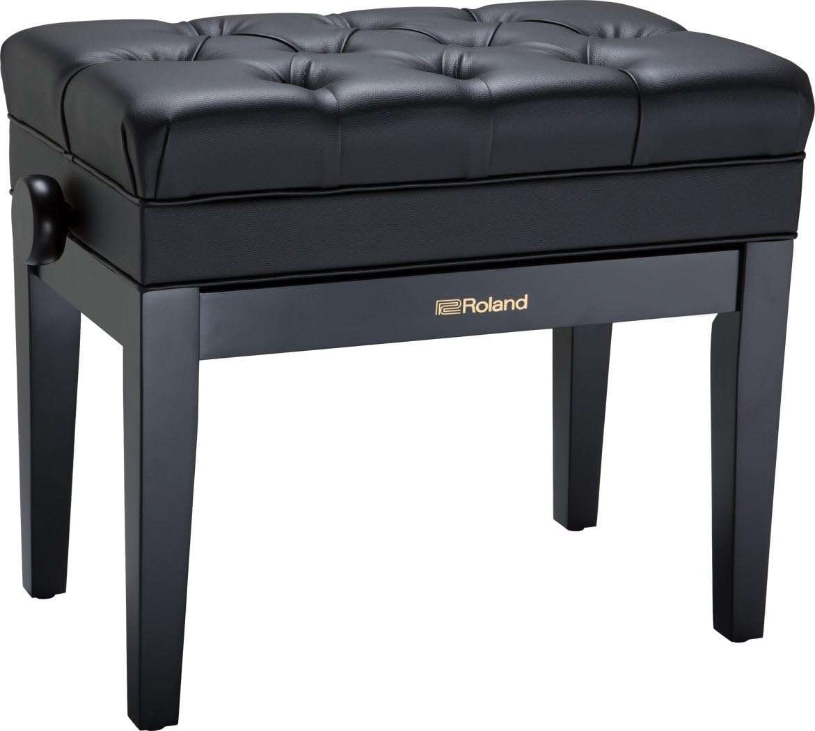 ROLAND Rpb-500Pe Piano Bench with Vinyl Seat And Music Compartment, Polished Ebony, 64.5 X 37.5 X 25 Cm