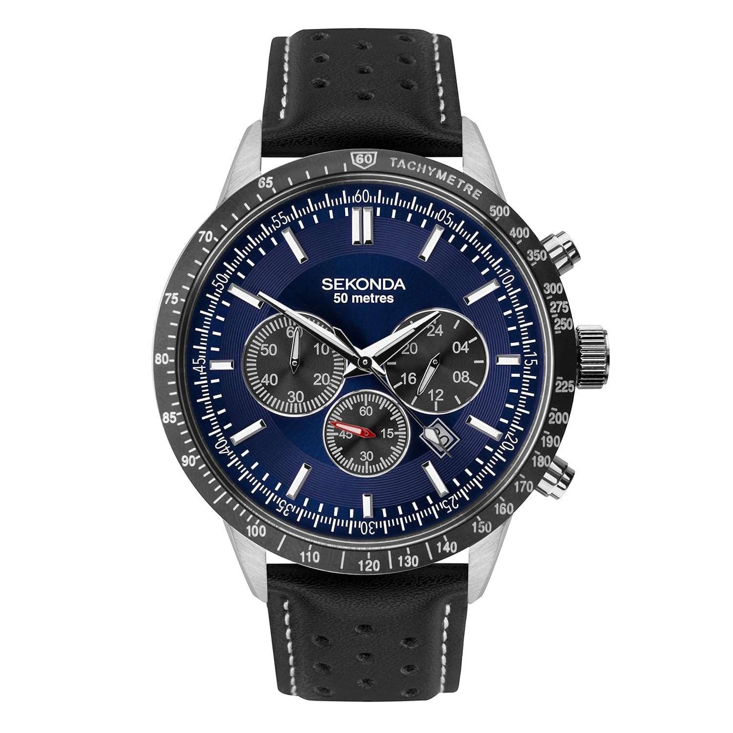Sekonda Mens 45mm Velocity Chronograph Sports Watch Round Stainless Steel Case Water Resistant 50 metres
