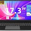 SGIN Laptop 17.3 Inch, Windows 11 Notebook Celeron I3 Processor, 4GB DDR3 128GB SSD, FHD IPS Display, HDMI, Type-C, Numpad, for Business and Students