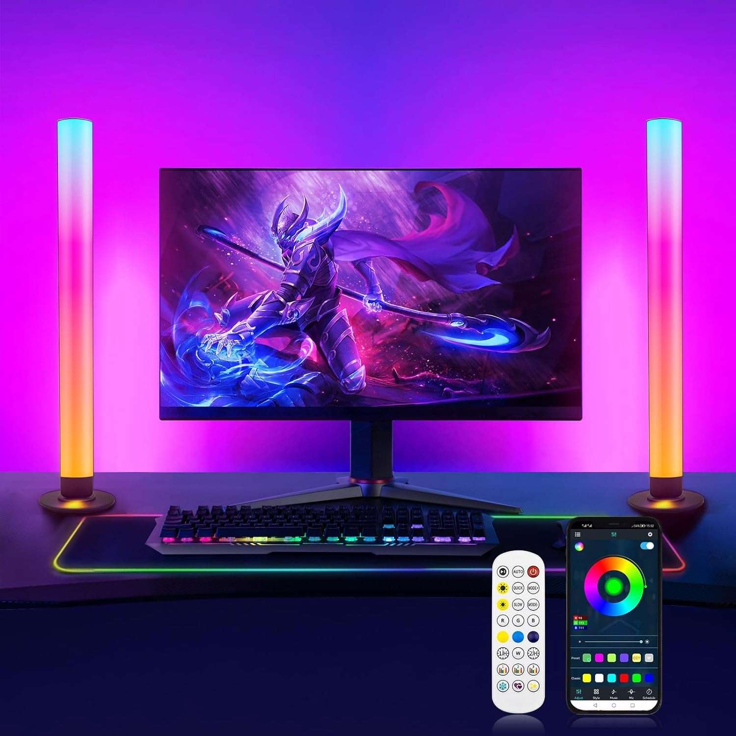 Smart LED Light Bars, Gaming Lights RGB Flow Light Bars 16 Million Colors Multiple Lighting Effects TV Backlights, Remote Control and App Control, Music Sync for PC, Room...