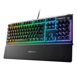 SteelSeries Apex 3 - RGB Gaming Keyboard - 10-Zone RGB Illumination - Premium Magnetic Wrist Rest - IP32 Water & Dust Resistant - American QWERTY Layout PC, Standard, Black