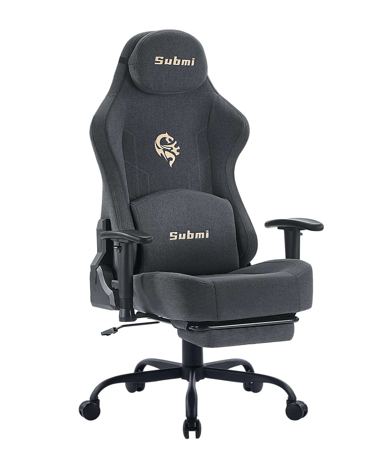 Submi Gaming Chair, Gaming Chair for Adults, Ergonomic Computer Chair with Lumbar Support and Footrest, High Back PC Gamer Chair, Fabric Office Chair, 165°Recliner, Home, Comfy,...