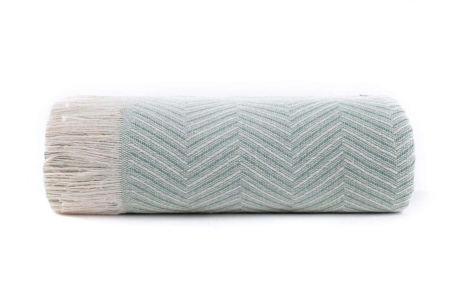 Todocama - Multipurpose Sofa Quilt, Foulard Blanket, Plaid for Bed, Sofa Cover, Jarapas, Made in Spain, Herringbone. (125 x 180 cm, Green)