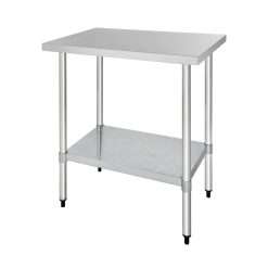Vogue Stainless Steel Catering Prep Table 900 mm, Polished Stainless Steel, Easy Self Assembly, 90(H)x90(W)x70(D) cm, 1 Shelf, Commercial Kitchen Furniture, Professional and...