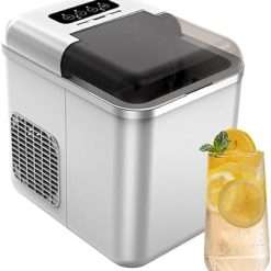 WBYDYS Ice Maker Machine Countertop, Large Countertop Ice Cube Maker with Ice Scoop and Basket,Self-Cleaning Ice Maker, 2 Ice Cube Sizes, 9 Ice Cubes in 10 Mins