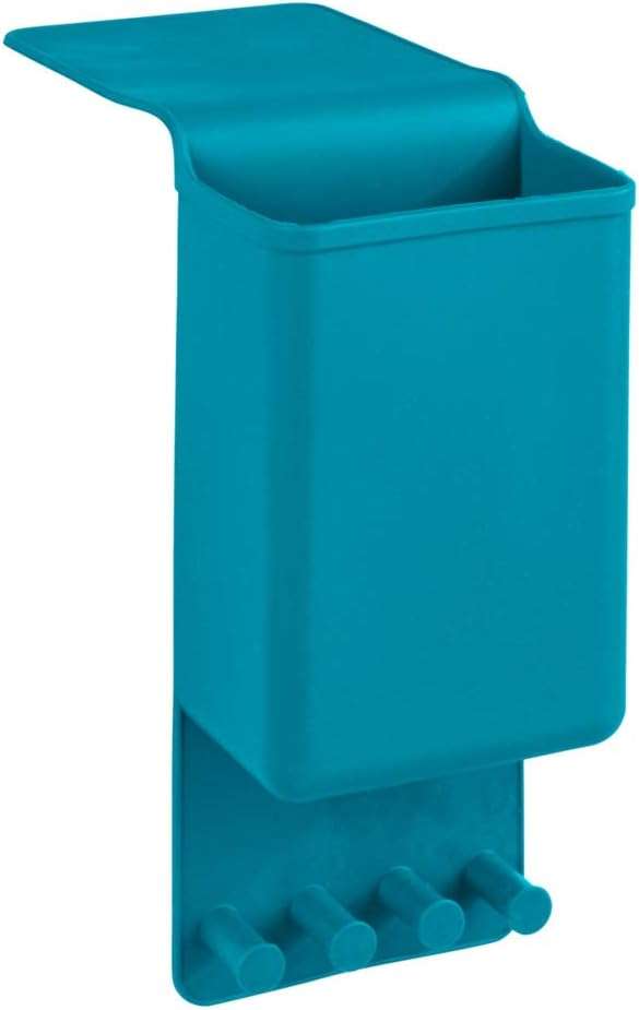 WENKO Ampio Hair Straightener Holder Petrol - Wall Mount for Straighteners, Attaching without Drilling, Silicone, 10 x 36.5 x 6.5 cm, Petrol Blue