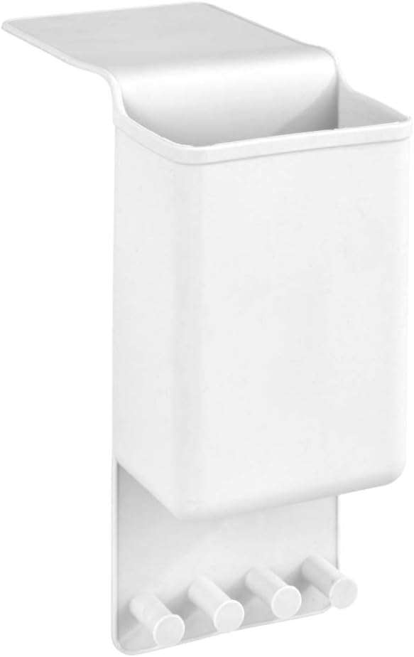 WENKO Ampio White Hair Straightener Holder - Wall Mount for Straighteners - No Drilling Required - Silicone - 10 x 36.5 x 6.5 cm - White