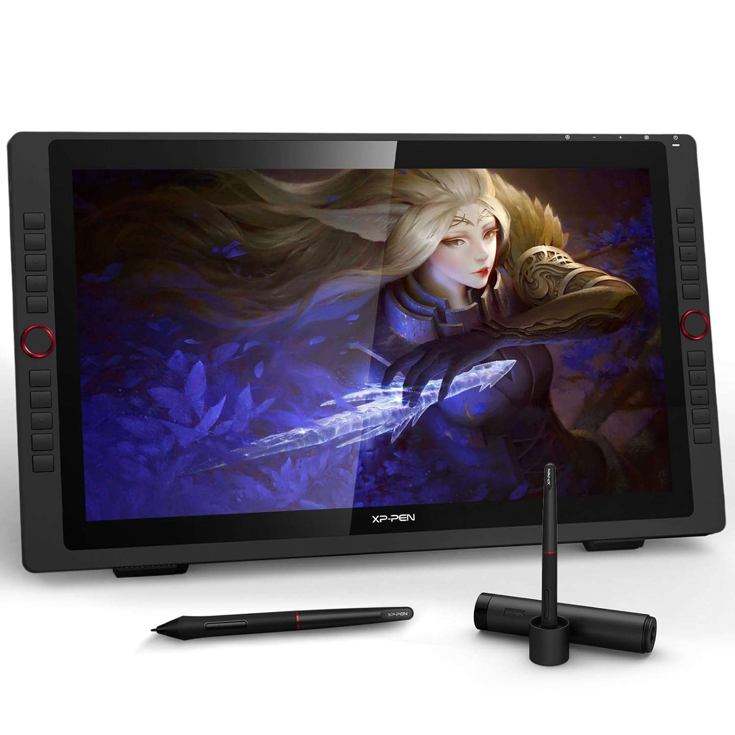 XP-PEN Artist24 Pro 23.8" Gracphic Tablet Pen Display 2K QHD Drawing Monitor with 2 Red Dials, 20 Shortcut Keys, 8192 Levels Battery-free Stylus Supports Tilt Function