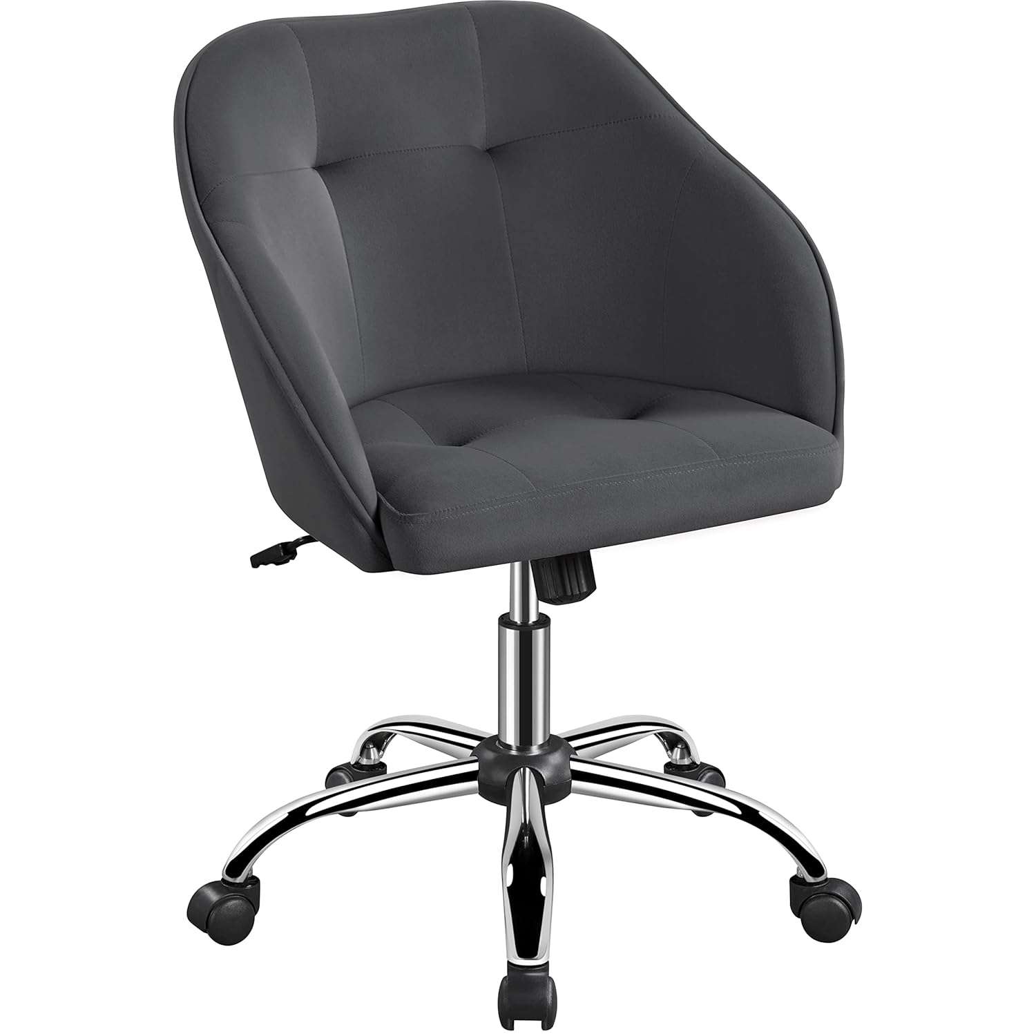 Yaheetech Ergonomic Velvet Office Desk Chair Makeup Vanity Chair Swivel Computer Height Adjustable with Armrest for Home Office Reception Gray
