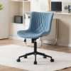 YOUTASTE Adjustable Office Chair, Leather Computer Desk Chair Ergonomic Armless Swivel Chairs with Wheels for Home Office, Modern, Blue