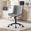 YOUTASTE Adjustable Office Chair, Leather Computer Desk Chair Ergonomic Armless Swivel Chairs with Wheels for Home Office, Modern, Grey