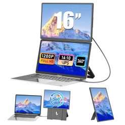 16" Laptop Screen Extender - 1200P FHD IPS 16:10 Portable Monitor Fits 13-17.3”, Ultra-Thin Laptop Monitor Extender for Mac/Windows/Chrome, Dual Monitor Setup for Work, Gaming