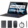 Android 15 Tablet 10 Inch, 12GB RAM+64GB ROM+1TB Expandable, 2 in 1 Tablets with keyboard/ Case/ Mouse/ Stylus, 1.8Ghz Quad-core Processor, 8MP Camera, 1280*800 IPS HD Screen...