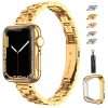 chuangshiji Metal Strap Compatible with Apple Watch Strap Series 9 8 7 6 5 4 3 2 1 SE, 45mm 44mm 42mm 41mm 40mm 38mm Adjustable Replacement for iWatch Strap Women and Men