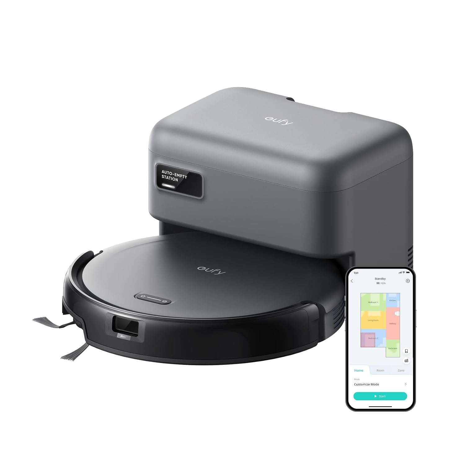 eufy Robot Vacuum C10 with Self Empty Station, 4,000Pa, 2.85-Inch Ultra-Slim Body, Up to 60 Days of Hands Free Cleaning,Carpet Cleaning, Edge Expansion Brush, Quiet, Point Laser...