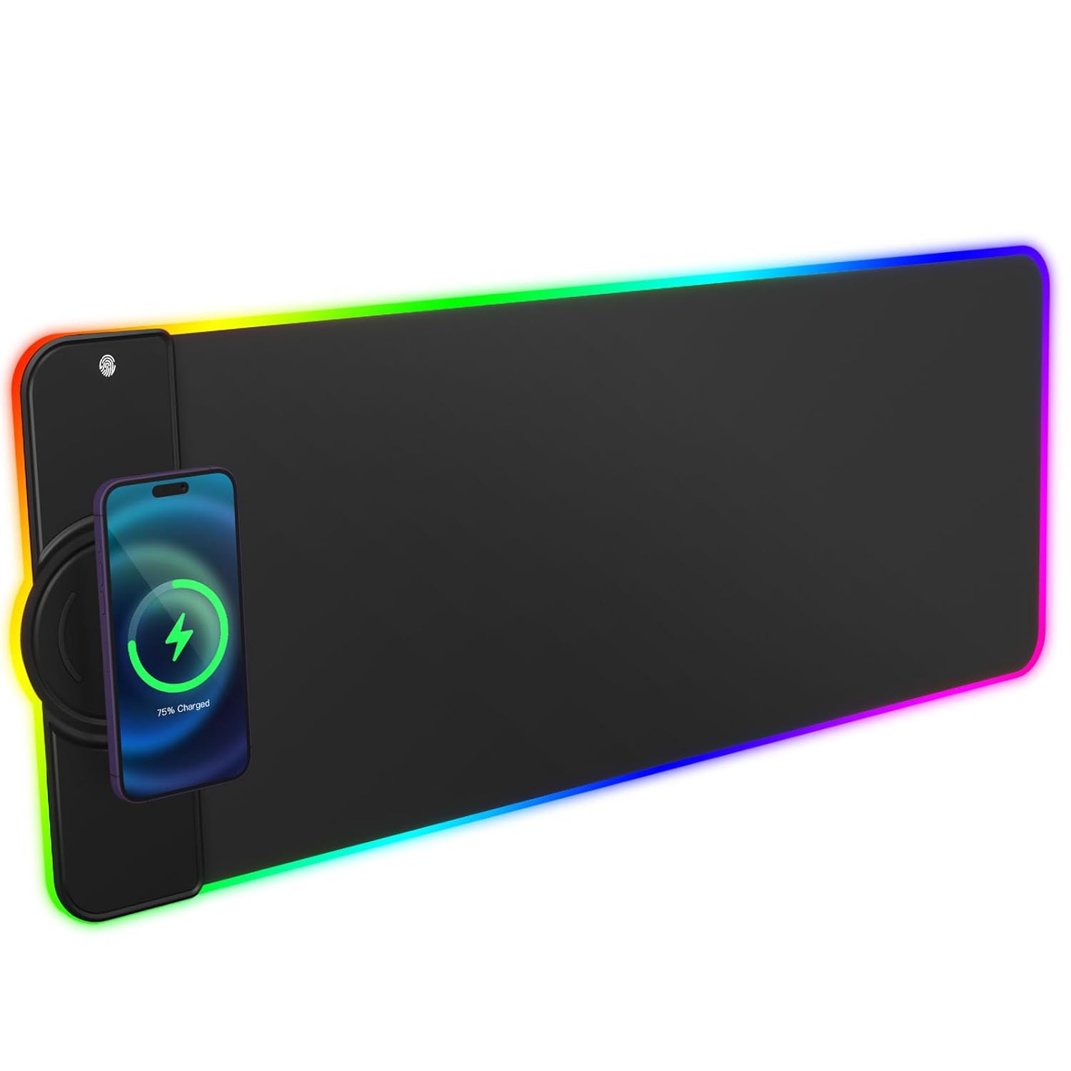 Hcman Charging RGB Gaming Mouse Pad - Wireless 15W Mousepad LED Extra Large Mouse Mat 80 * 30cm, 10 Light Modes Gaming Room Accessories, Computer Keyboard Mat Fast Charging Desk...