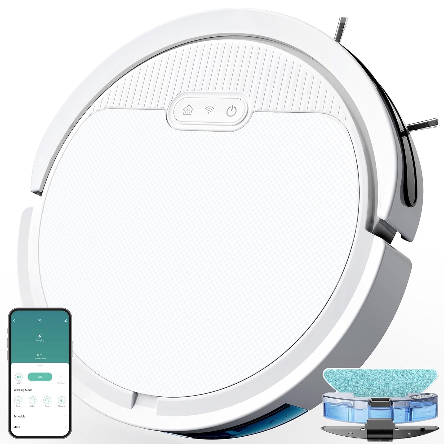 V3 2 in 1 Robot Vacuum and Mop Combo, 5000Pa Robot Vaccum, WiFi/Alexa/App/Remote Control, Quiet ,Voice Control, Self-Charging, Ideal for Pet Hair, Hard Floor, Carpet
