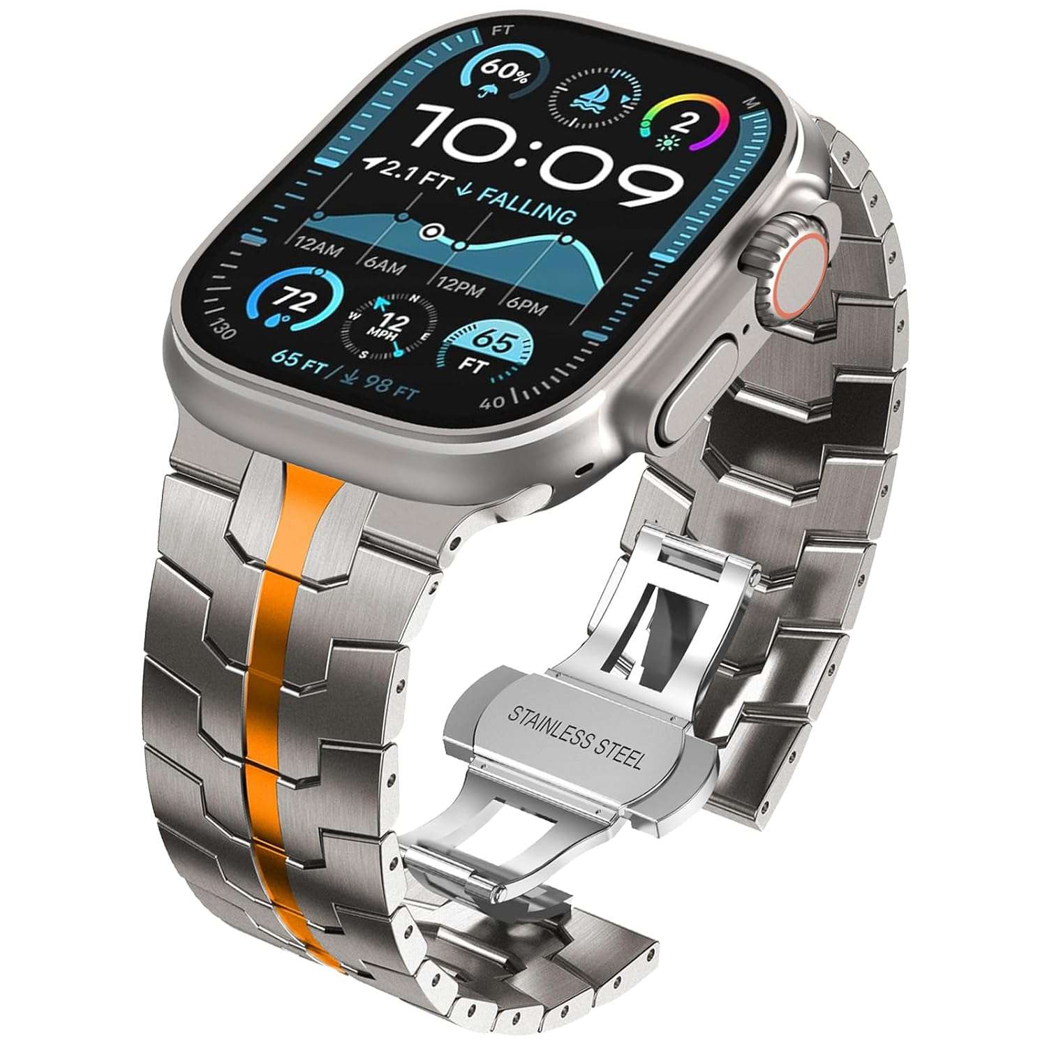 WINGLE 49mm 46mm 45mm 44mm 42mm(series 3 2 1) for Apple Watch Straps,Stainless Steel Strap Metal Replacement Band for iWatch Ultra 3/Ultra 2 1, Series...