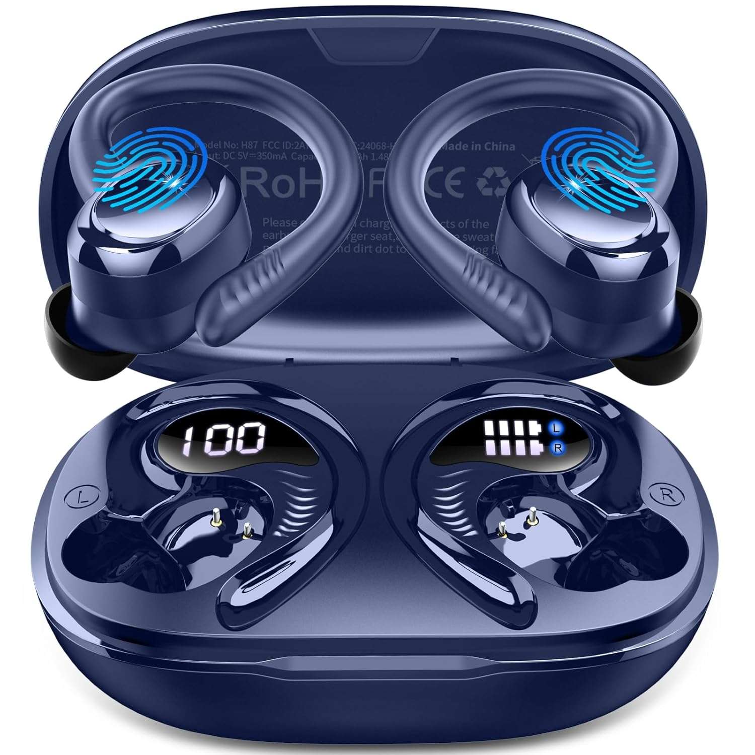 Wireless Earbuds Sport, 3D-Stereo Bluetooth 5.4 Headphones Deep Bass Ear Buds, 4 ENC Noise Cancelling Mic Earphones, 50+Hrs USB-C IP-X7 Waterproof Headset Android iOS for...