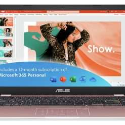 ASUS E410 14in 4GB 128GB Laptop -Pink + Microsoft 365 Bundle
