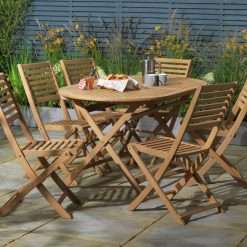 Argos Home Newbury 6 Seater Folding Wooden Patio Set