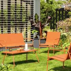 Habitat Cali 4 Seater Metal Patio Set - Orange