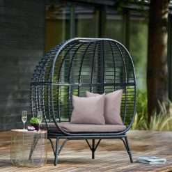 Habitat Kora 2 Seater Egg Garden Bench - Black