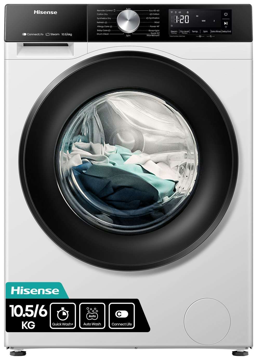 Hisense 3S Series WD3S1043BW3 10.5/6KG Spin Washer Dryer