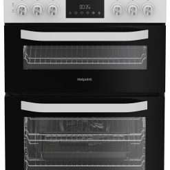 Hotpoint HDE6VDW 60cm Double Oven Electric Cooker - White