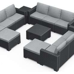 Keter California 11 Seater Garden Corner Sofa Set - Grey