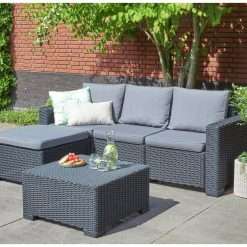 Keter California 3 Seater Garden Corner Sofa Set - Grey