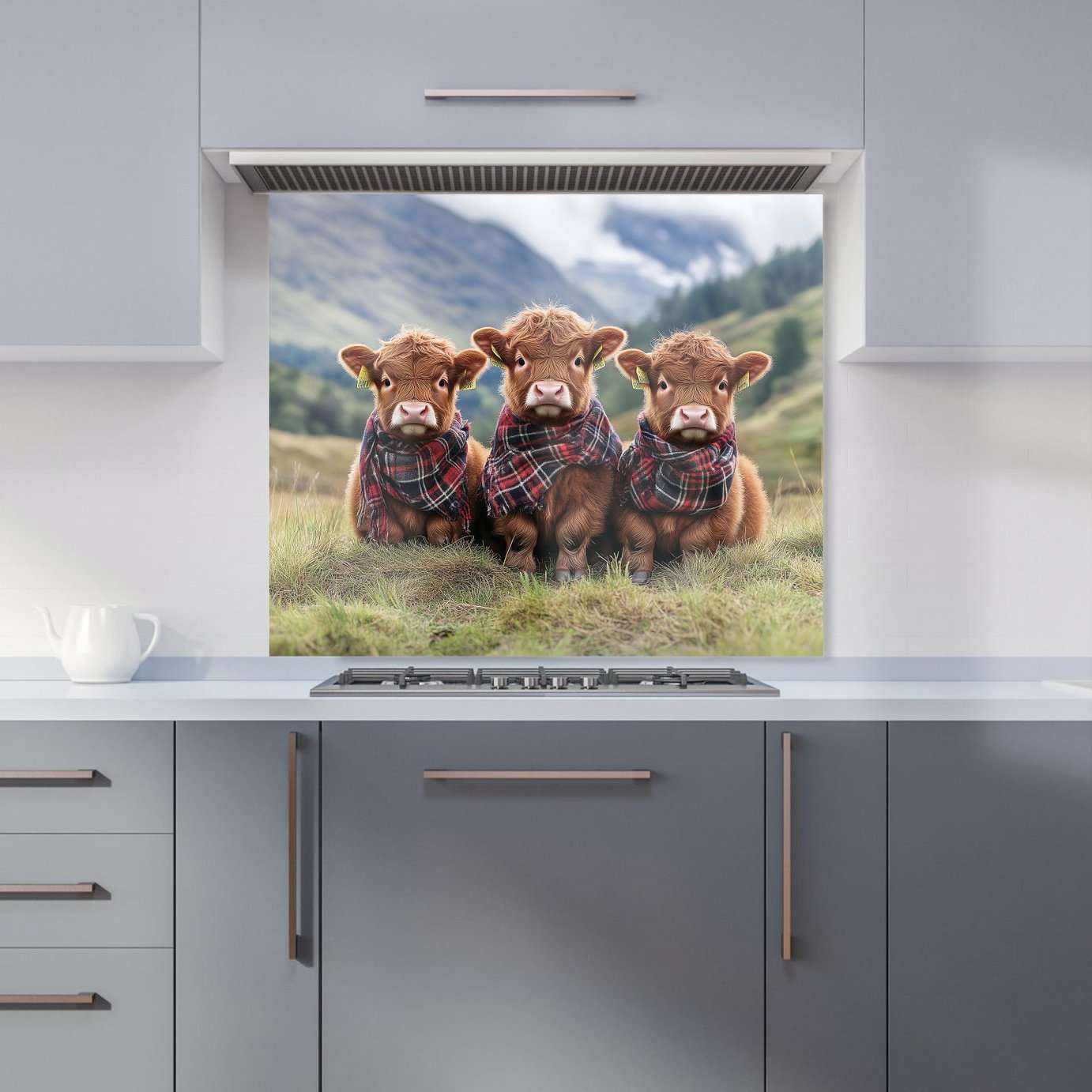 WRT Trio Cows Multicolour Kitchen Splashback - W900xH750mm